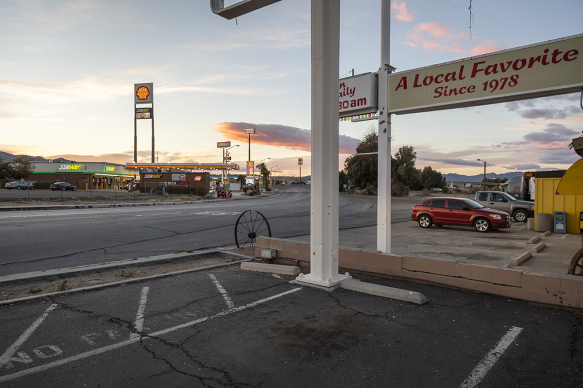 View of Needles' main throroughfare from the Wagon Wheel Restaurant's parking lot.