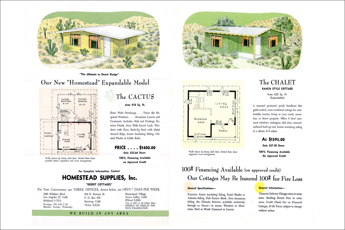 Many Small Tract homesteaders opted for commercially available recreational cabins that fulfilled basic federal and county structural requirements. Collection of Kim Stringfellow.