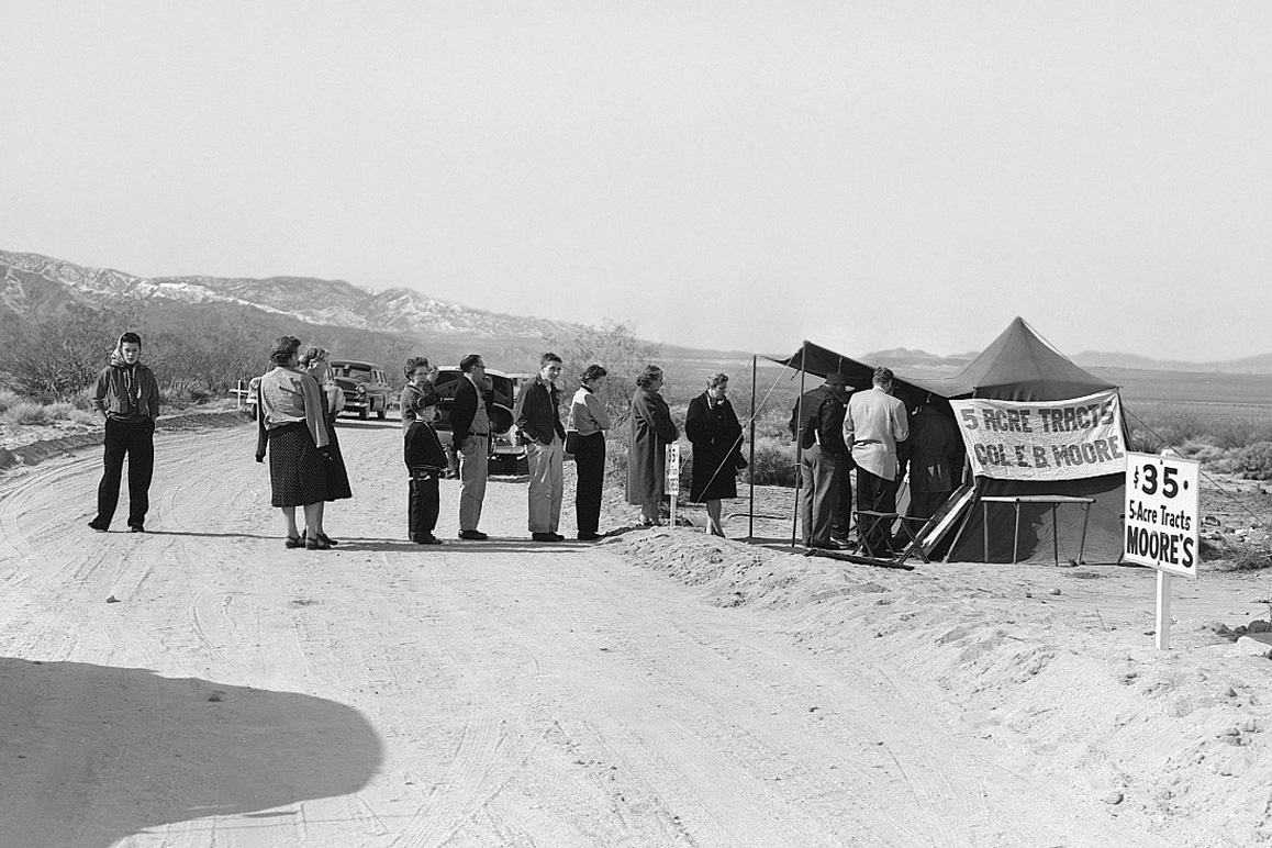 The Moores were popular Small Tract land locators in the Morongo Basin during the 1950s. Courtesy of Twentynine Palms Historical Society.