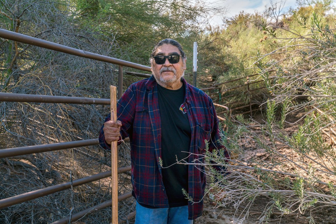 Matt Leivas, Sr. at the spring he revived near West Well. Photo: Kim Stringfellow.